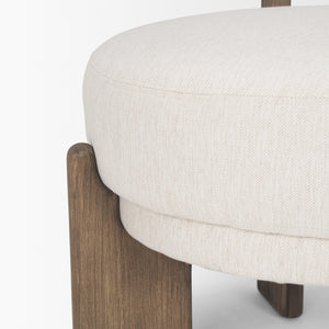 Souvik Dark Brown Wood w/ Oatmeal Fabric Accent Chair