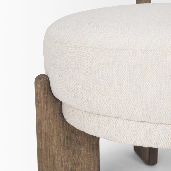 Souvik Dark Brown Wood w/ Oatmeal Fabric Accent Chair