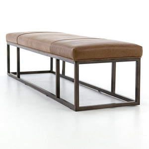 Beaumont Leather Bench-Warm Taupe Dakota