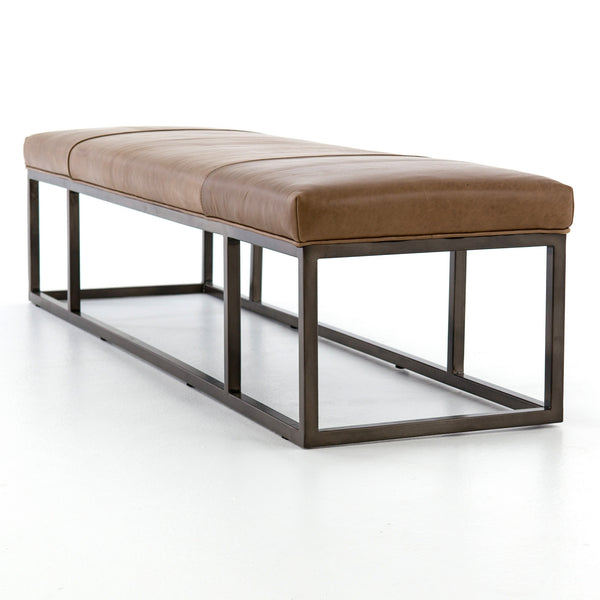 Beaumont Leather Bench-Warm Taupe Dakota
