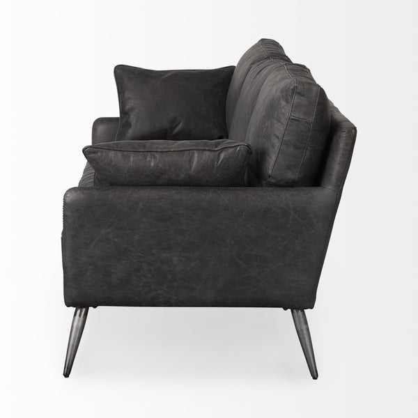 Cochrane 82L x 33W x 32.3 Black Leather Three Seater Sofa