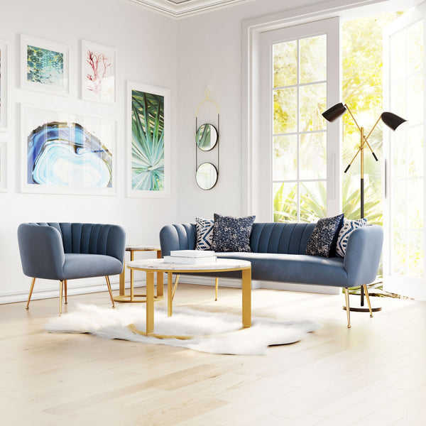 Deco Sofa Gray & Gold