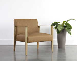 EARL LOUNGE CHAIR - RUSTIC OAK - LUDLOW SESAME LEATHER