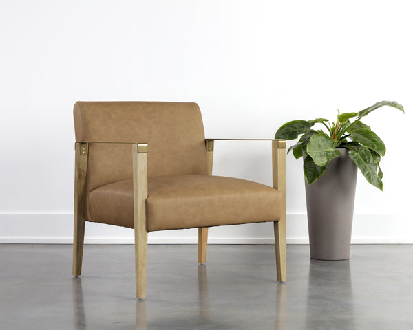 EARL LOUNGE CHAIR - RUSTIC OAK - LUDLOW SESAME LEATHER