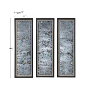 Ocean Swell Painted Metal Art, S/3, 3 Cartons