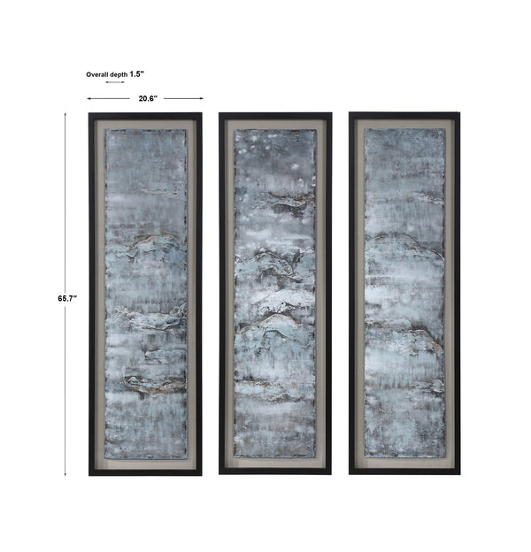 Ocean Swell Painted Metal Art, S/3, 3 Cartons
