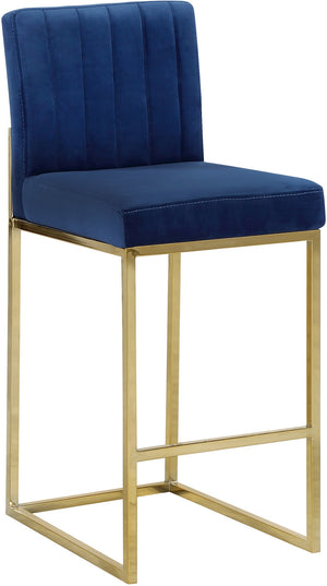 Joanna Stool In Navy Velvet and Gold