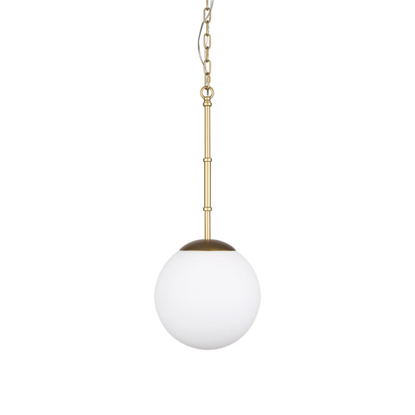 Edie Brushed Gold Metal w/ Frosted Glass Globe 1-Light Pendant
