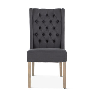 Lara Dark Gray Linen Dining Chair with Napoleon Legs