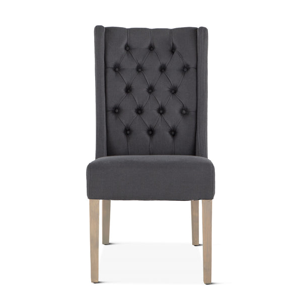 Lara Dark Gray Linen Dining Chair with Napoleon Legs