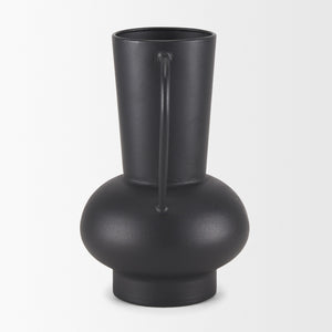 Tasya Large Matte Black w/ Handles Metal Vase