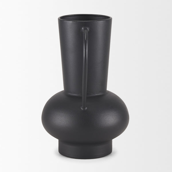 Tasya Large Matte Black w/ Handles Metal Vase