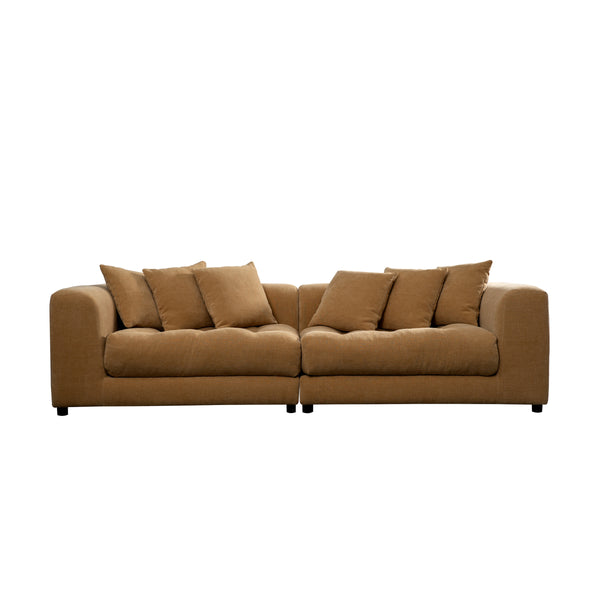 Moe's Davie Sofa Golden Yellow with Tufted Cushions