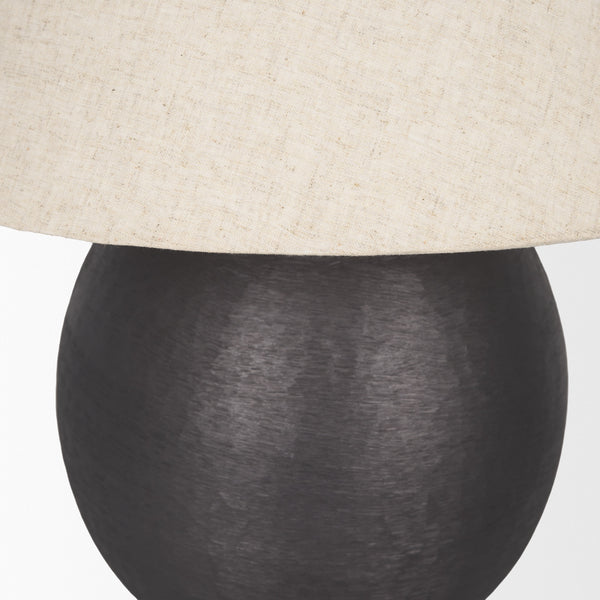 Sadiyah Black Brushed Metal w/ Beige Shade Table Lamp