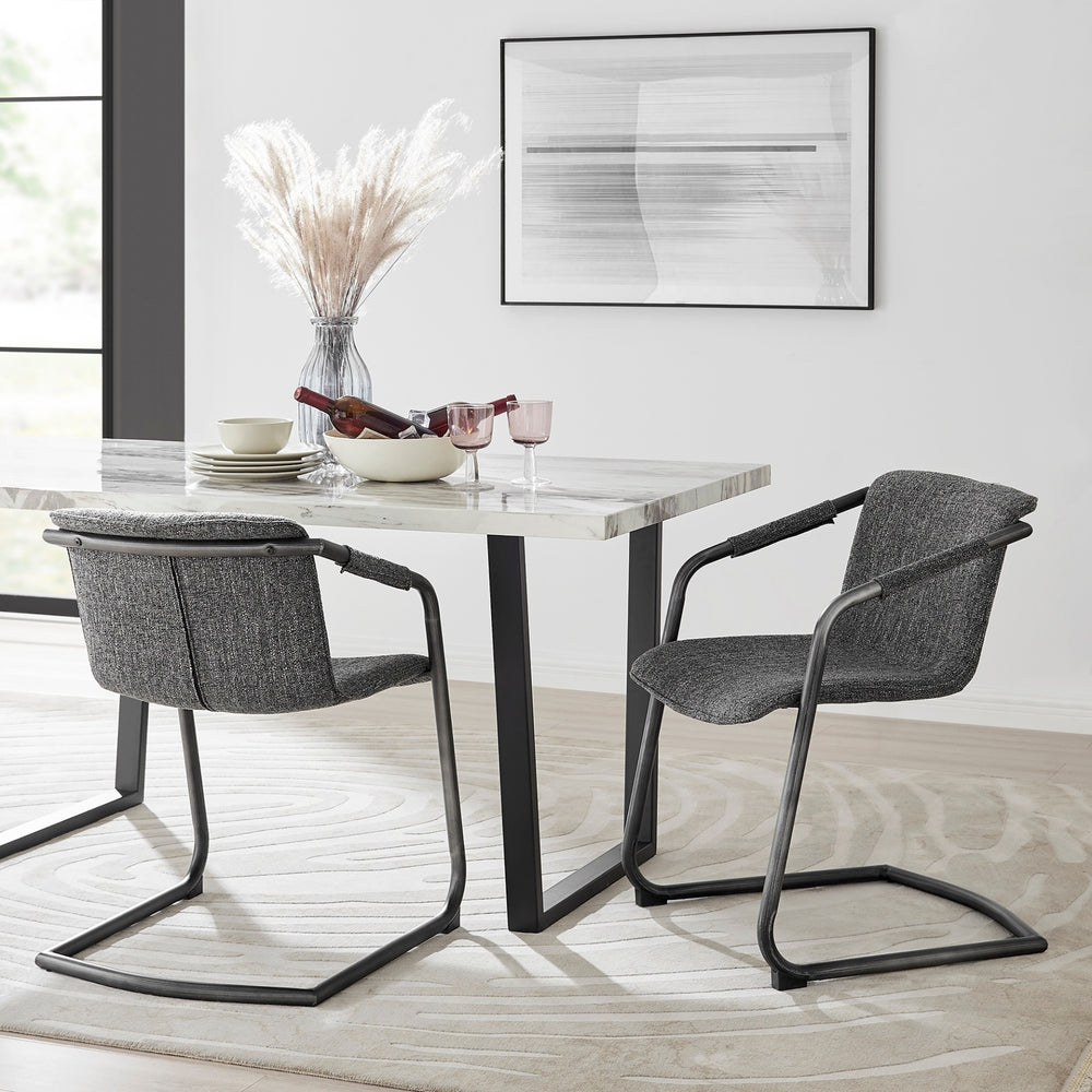 Indy Fabric Dining Side Chair In Blazer Dark Gray (Set of 2)