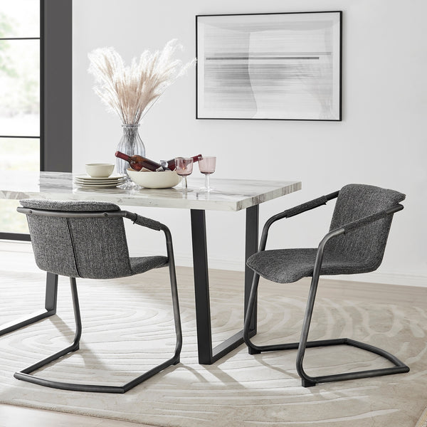 Indy Fabric Dining Side Chair In Blazer Dark Gray (Set of 2)