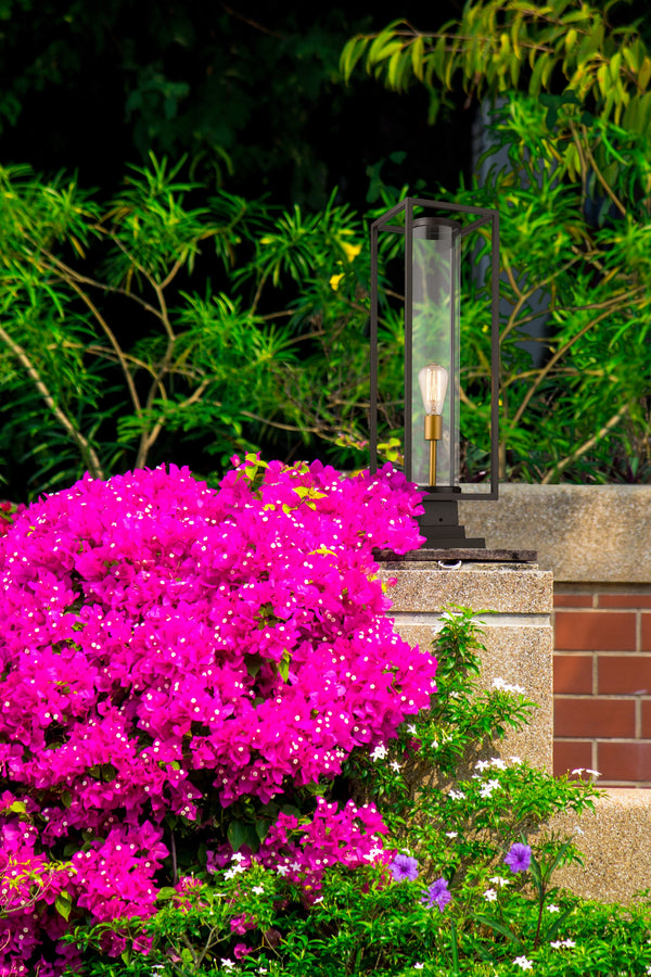 Dunbroch 1 Light Outdoor Pier Mounted Fixture in Deep Bronze + Outdoor Brass Finish