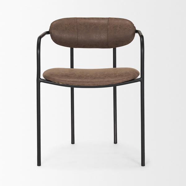 Parker Muted Brown Faux Leather w/ Black Metal Dining Chair
