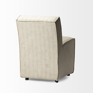 Damon Fully Upholstered Cream-Toned Fabric Dining Chair on Casters