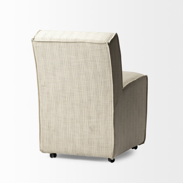 Damon Fully Upholstered Cream-Toned Fabric Dining Chair on Casters