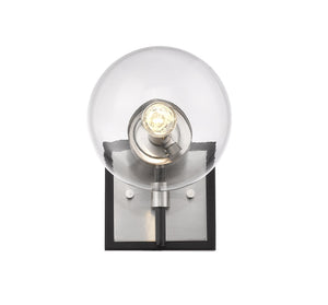 Parsons 1 Light Wall Sconce in Matte Black + Brushed Nickel Finish