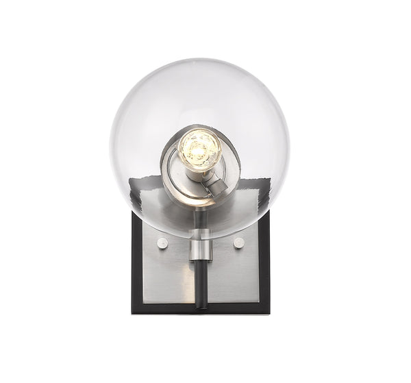 Parsons 1 Light Wall Sconce in Matte Black + Brushed Nickel Finish