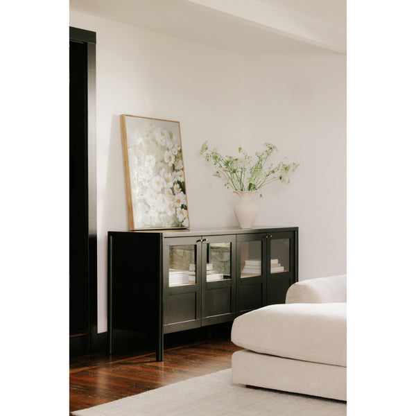 Moe's Hannah Black Sideboard with Glass Panels