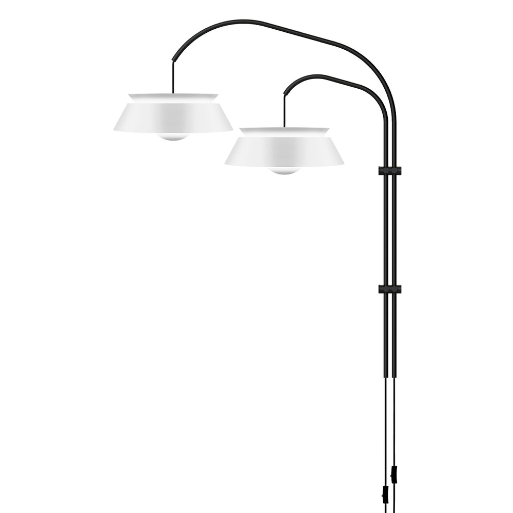 Cuna White 2-Light Wall Lamp with Black Wall Hanger