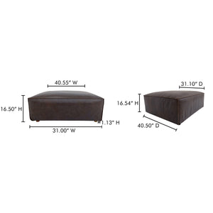 Form Ottoman in Espresso Brown Leather