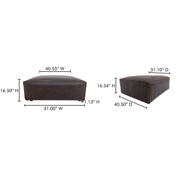 Form Ottoman in Espresso Brown Leather