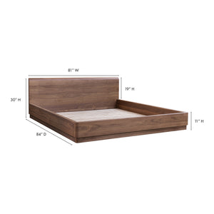 Round Off King Bed in Walnut Brown