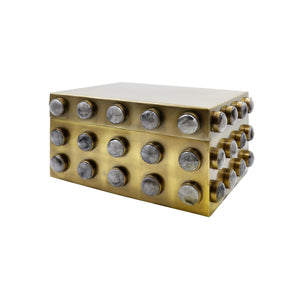 SMALL RECTANGLE BRASS BOX WITH RESIN APPLIQUES