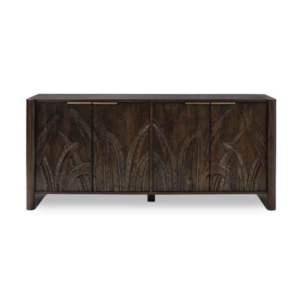 Ledro Solid Mango Wood Cabinet with Carvings