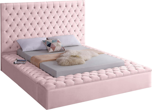 Randal Full Bed In Pink Velvet
