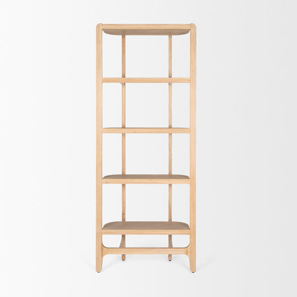 Taylin Light Brown Solid Wood Open Bookshelf