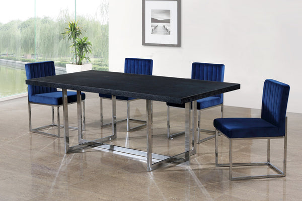 Joanna Dining Chair In Navy Velvet and Chrome