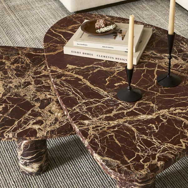 Zion Coffee Table Set - Merlot Marble