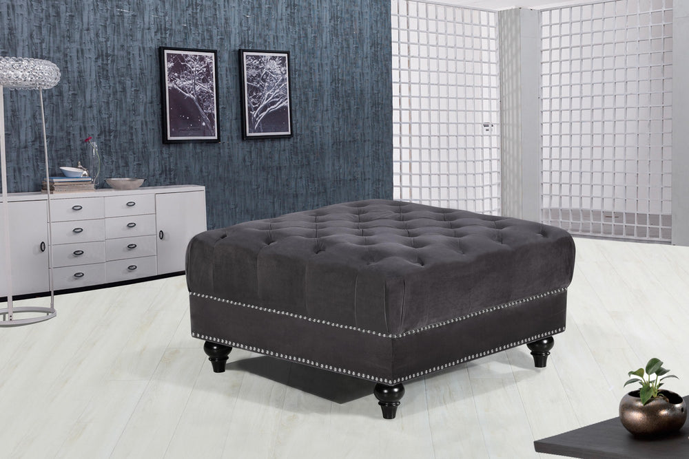 Loretta Ottoman In Grey Velvet