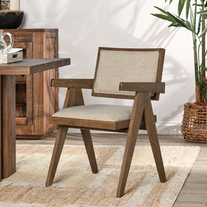 Dolton Upholstered Dining Armchair - Solid Wood Frame