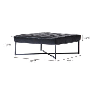 Moe's Thad Ottoman in Black Leather