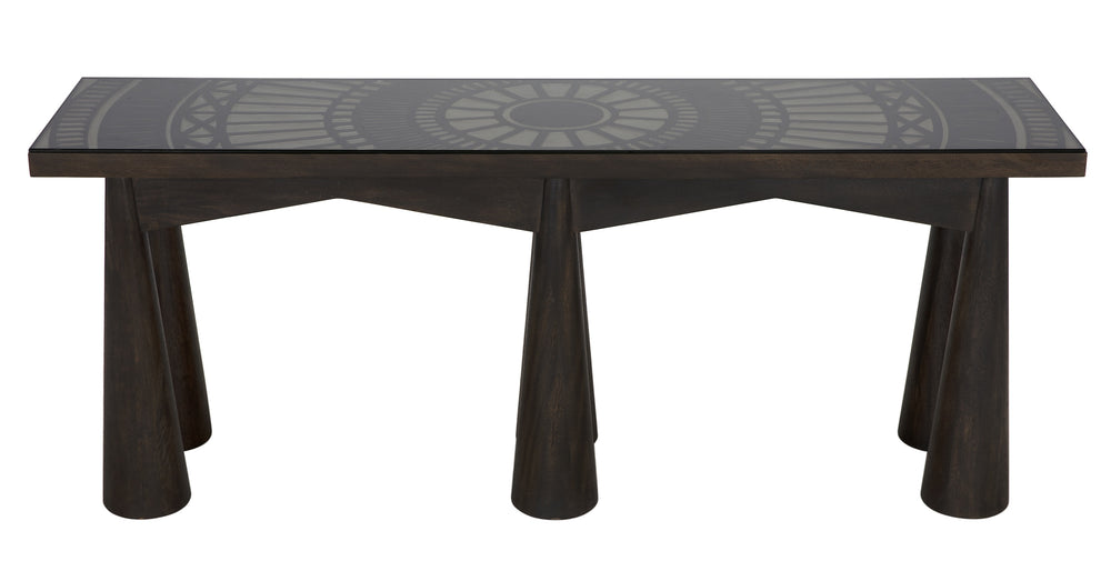 Tutankhamun Ebony Walnut Console with Glass Detailing