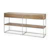 Morris I 63L x 15W x 31H Brown Wood w/ Silver Metal Frame 2 Drawer Console Table