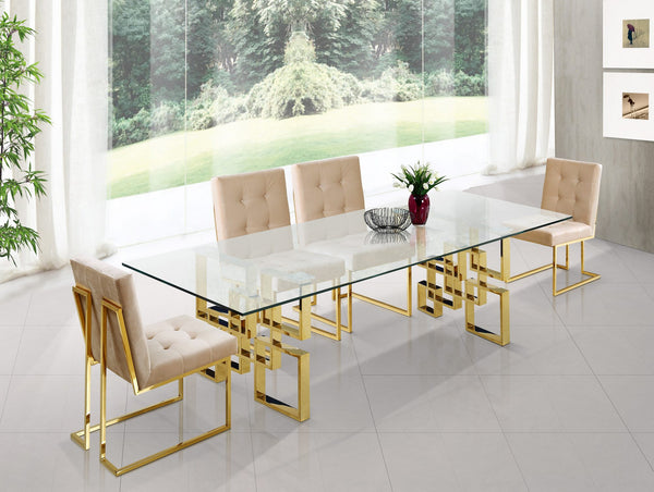 Benny Dining Chair In Beige Velvet