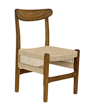 Shagira Teak Chair with Flat Clear Coat and Woven Rope Seat