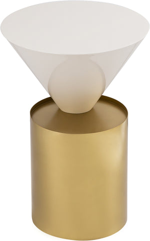 Abel End Table In White and Brushed Brass