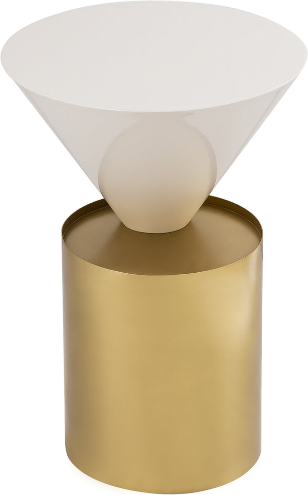 Abel End Table In White and Brushed Brass