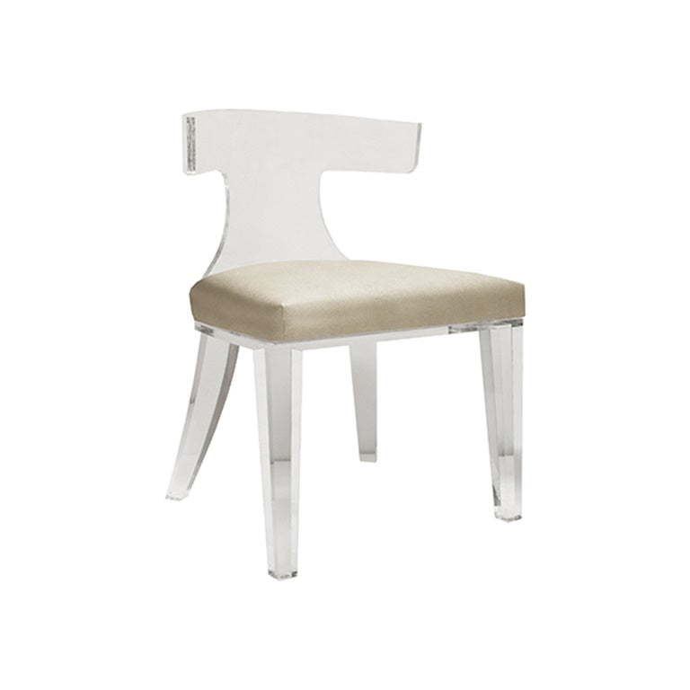 ACRYLIC KLISMOS CHAIR WITH BEIGE SHAGREEN CUSHION