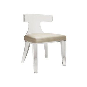 ACRYLIC KLISMOS CHAIR WITH BEIGE SHAGREEN CUSHION