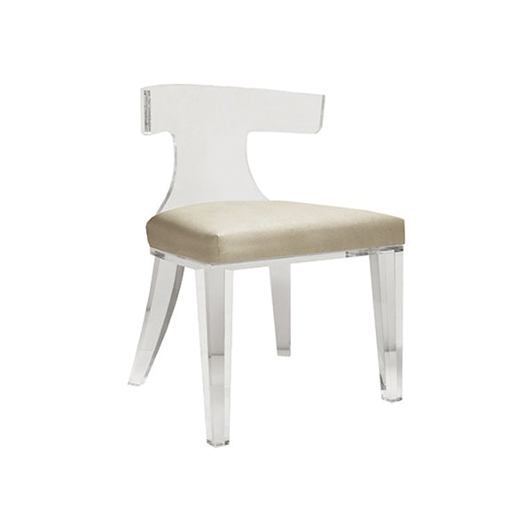 ACRYLIC KLISMOS CHAIR WITH BEIGE SHAGREEN CUSHION