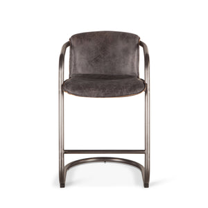 Portofino Distressed Antique Ebony Leather Counter Chair